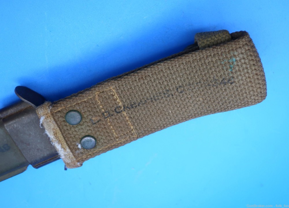 WW2 Case M3 Trench Knife w/M8 Scabbard Blade Marked Named -img-4