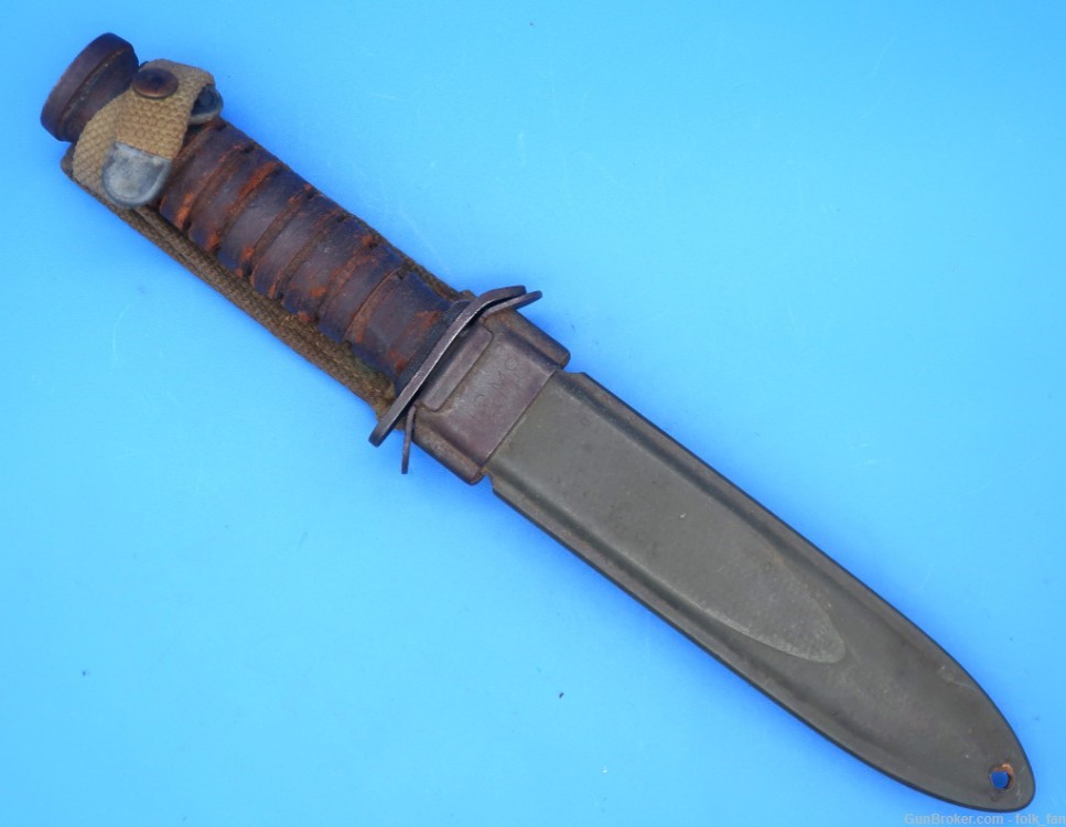 WW2 Case M3 Trench Knife w/M8 Scabbard Blade Marked Named -img-1
