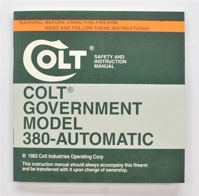 Colt Government Model 380 Automatic Manual, More 1983-img-1