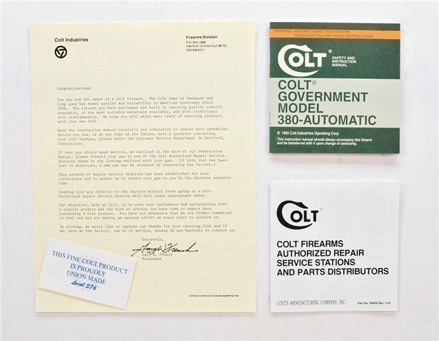 Colt Government Model 380 Automatic Manual, More 1983-img-0