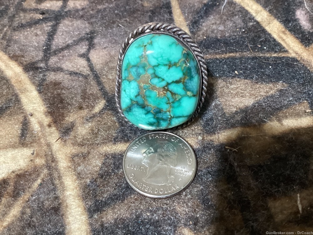 Vintage turquoise Large silver ring-img-0