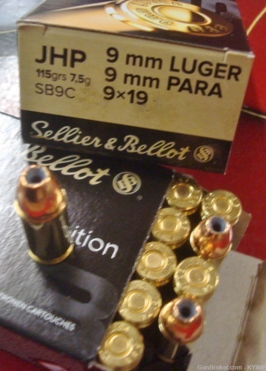 100 Sellier & Bellot 9mm JHP 115 grain Factory HOLLOW POINT ammo-img-3