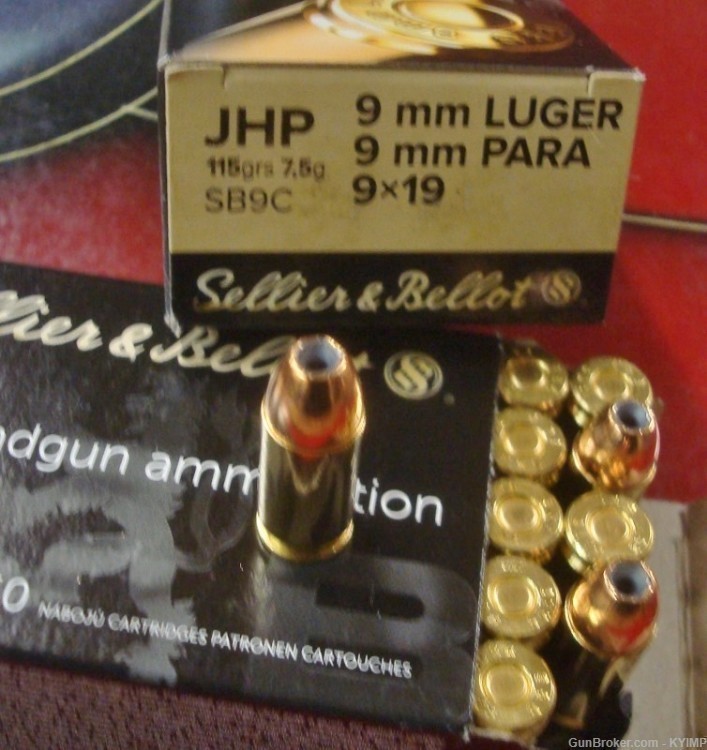 100 Sellier & Bellot 9mm JHP 115 grain Factory HOLLOW POINT ammo-img-0