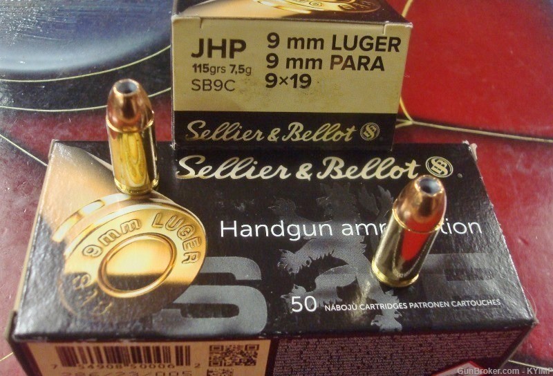 100 Sellier & Bellot 9mm JHP 115 grain Factory HOLLOW POINT ammo-img-1
