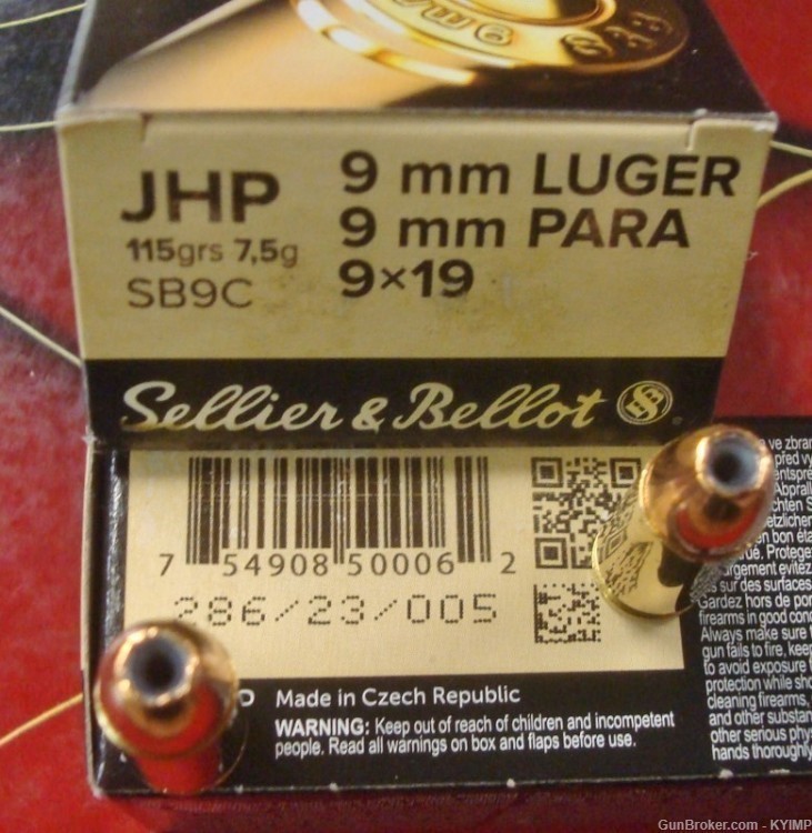100 Sellier & Bellot 9mm JHP 115 grain Factory HOLLOW POINT ammo-img-2