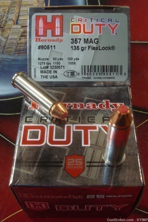 100 HORNADY 357 Magnum 135 gr CRITICAL DUTY ammunition 90511-img-2