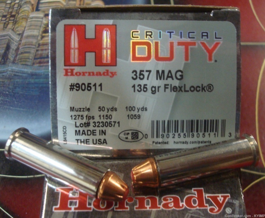 100 HORNADY 357 Magnum 135 gr CRITICAL DUTY ammunition 90511-img-1