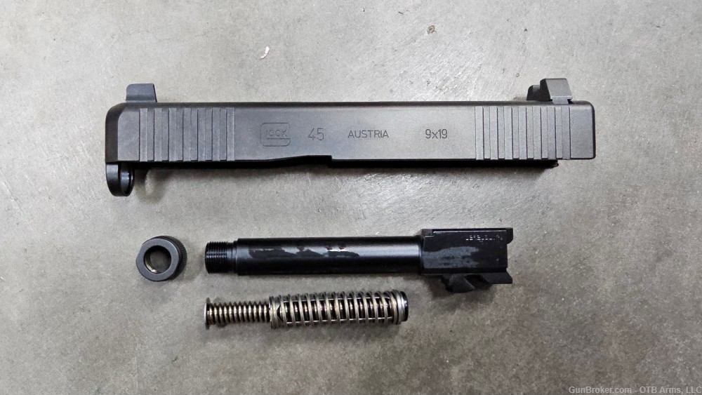 Glock 19 45 Complete Slide w/ Factory Threaded Barrel & Suppressor Sights  -img-0