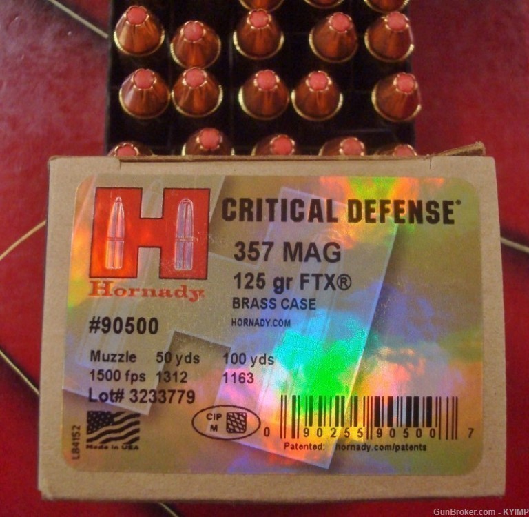 100 HORNADY 357 Magnum 125 gr CRITICAL DEFENSE ammunition 90500-img-1