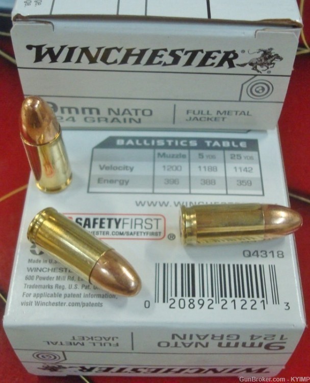 100 Winchester 9mm USA 124 gr FMJ 9 mm NEW Ammunition-img-0