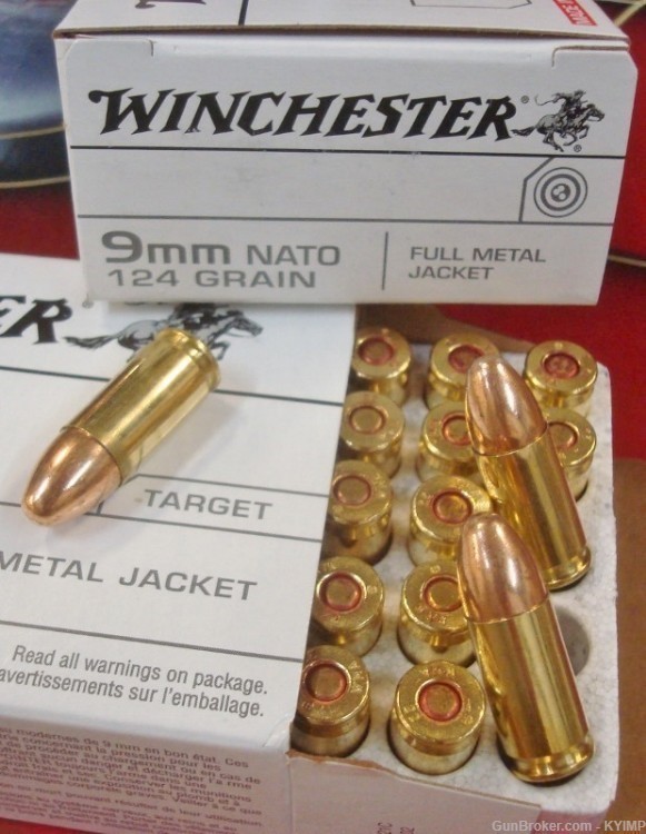 100 Winchester 9mm USA 124 gr FMJ 9 mm NEW Ammunition-img-2