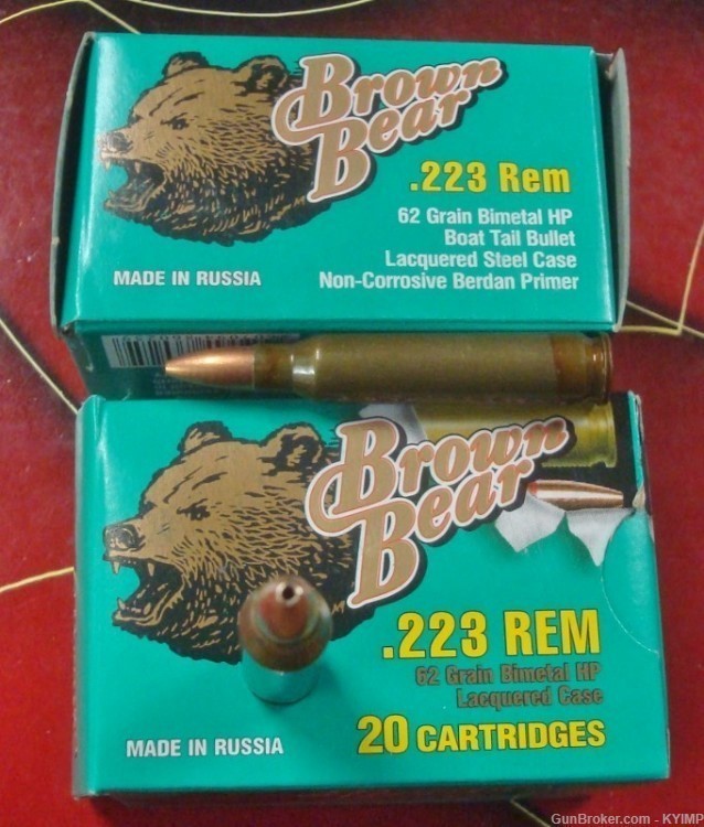 200 Brown Bear .223 BTHP 62 gr Factory NEW Russian HOLLOW POINT ammo BANNED-img-4