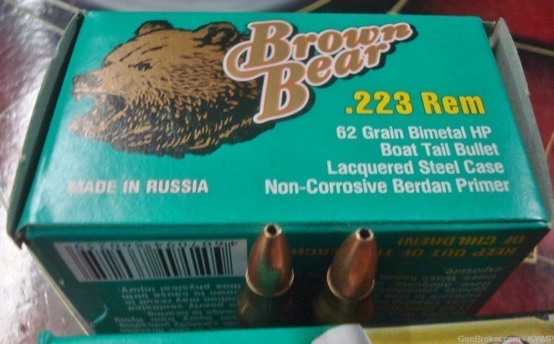 200 Brown Bear .223 BTHP 62 gr Factory NEW Russian HOLLOW POINT ammo BANNED-img-3
