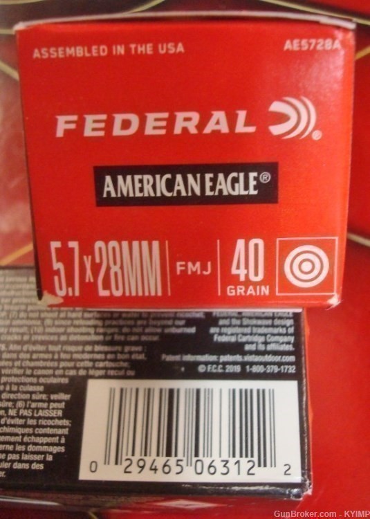 200 Federal 5.7x28 FMJ 40 grain AE5728A New Ammo 5.7 FN PS90 -img-1