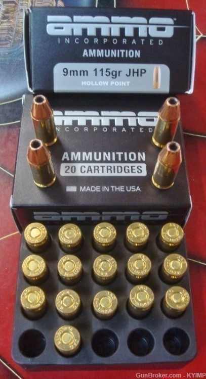 200 Ammo Inc 9mm 115 gr JHP Hollow Point 9115JHP New ammunition-img-0