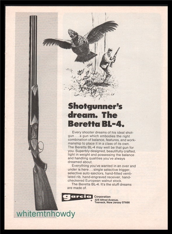 1974 BERETTA BL-4 Shotgun Garcia PRINT AD-img-0