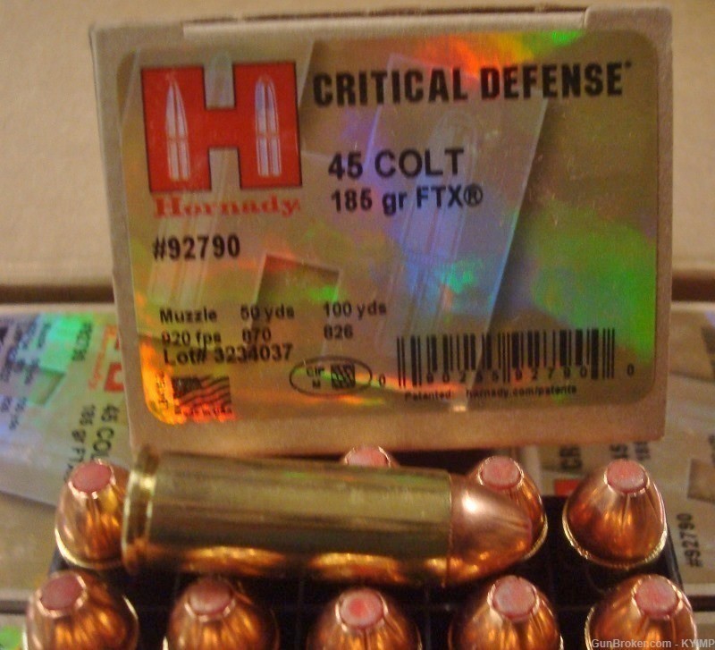 60 HORNADY 45 Long Colt 185 gr FTX new CRITICAL DEFENSE ammo 92790-img-1