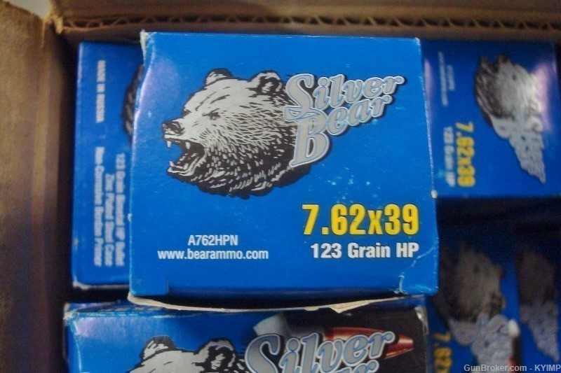 100 Silver Bear 762x39 HP 123 gr Factory NEW Russian ammo BANNED-img-1