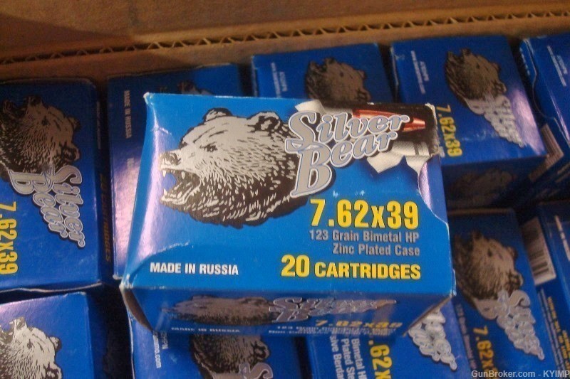 100 Silver Bear 762x39 HP 123 gr Factory NEW Russian ammo BANNED-img-0