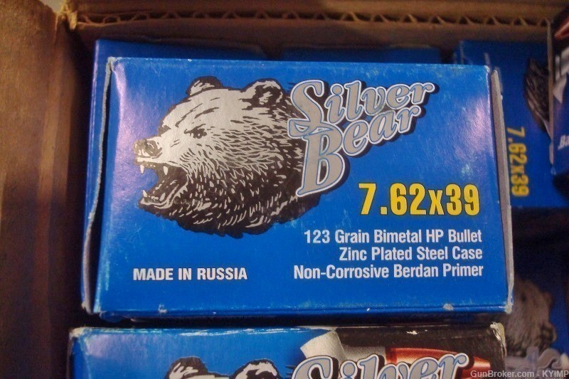 100 Silver Bear 762x39 HP 123 gr Factory NEW Russian ammo BANNED-img-2