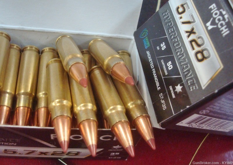 100 FIOCCHI 5.7x28 HYPERPERFORMANCE 35 gr FRANGIBLE Ammo 5.7 FN PS90 57JF35-img-1