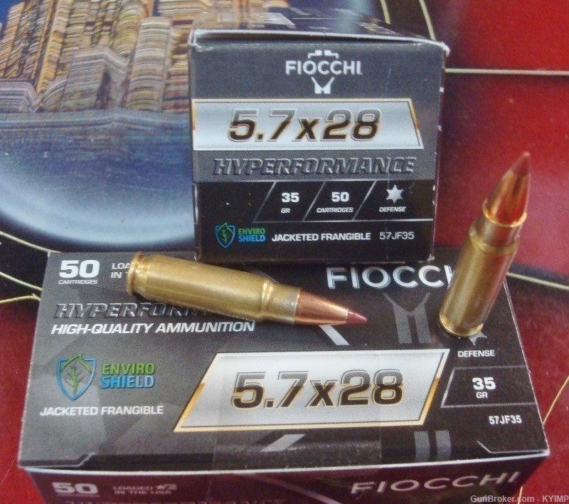100 FIOCCHI 5.7x28 HYPERPERFORMANCE 35 gr FRANGIBLE Ammo 5.7 FN PS90 57JF35-img-2