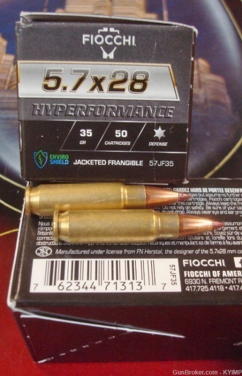 100 FIOCCHI 5.7x28 HYPERPERFORMANCE 35 gr FRANGIBLE Ammo 5.7 FN PS90 57JF35-img-3