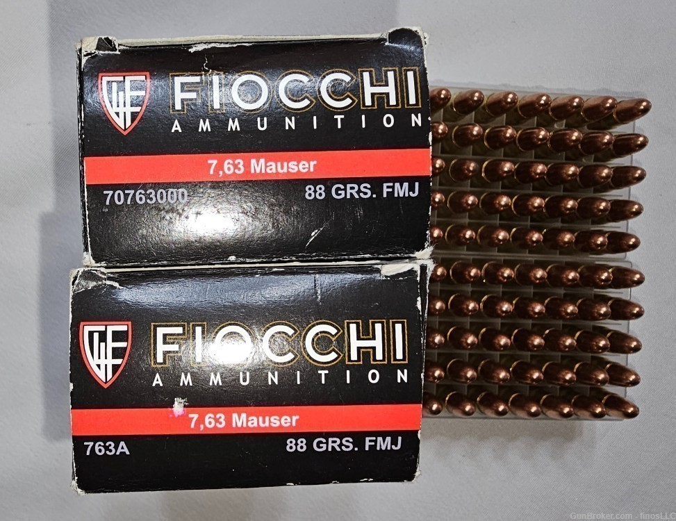 Fiocchi 7.63 Mauser ammo 88gr FMJ 100rds-img-0