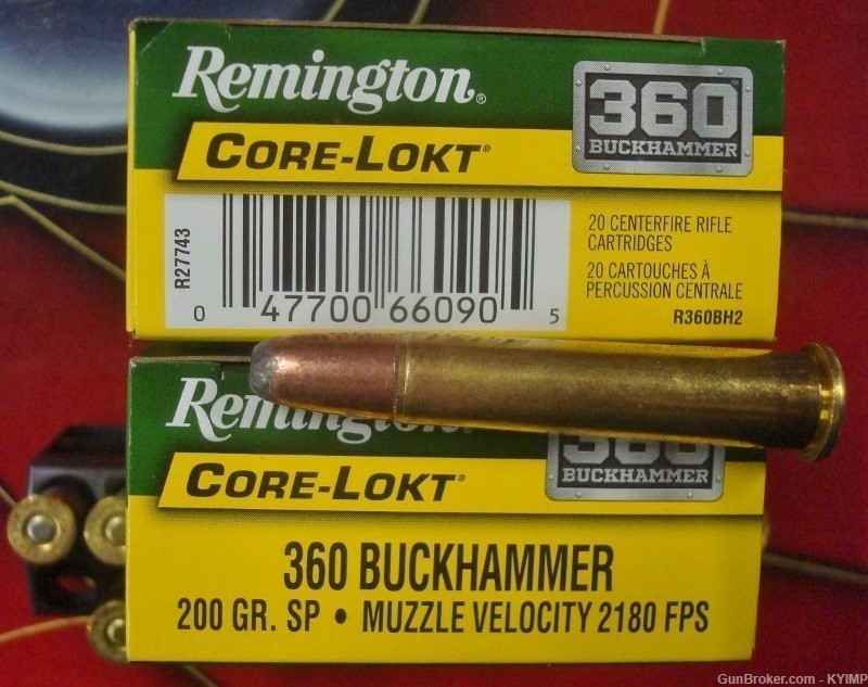 100 Remington 360 BUCKHAMMER Core Lokt NEW 200 gr SP new ammo R360BH2-img-3