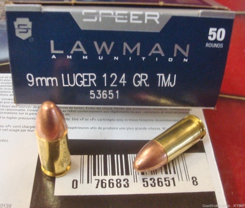 500 SPEER 9mm LAWMEN 124 gr TMJ 53651 NEW Sub Sonic ammunition-img-3