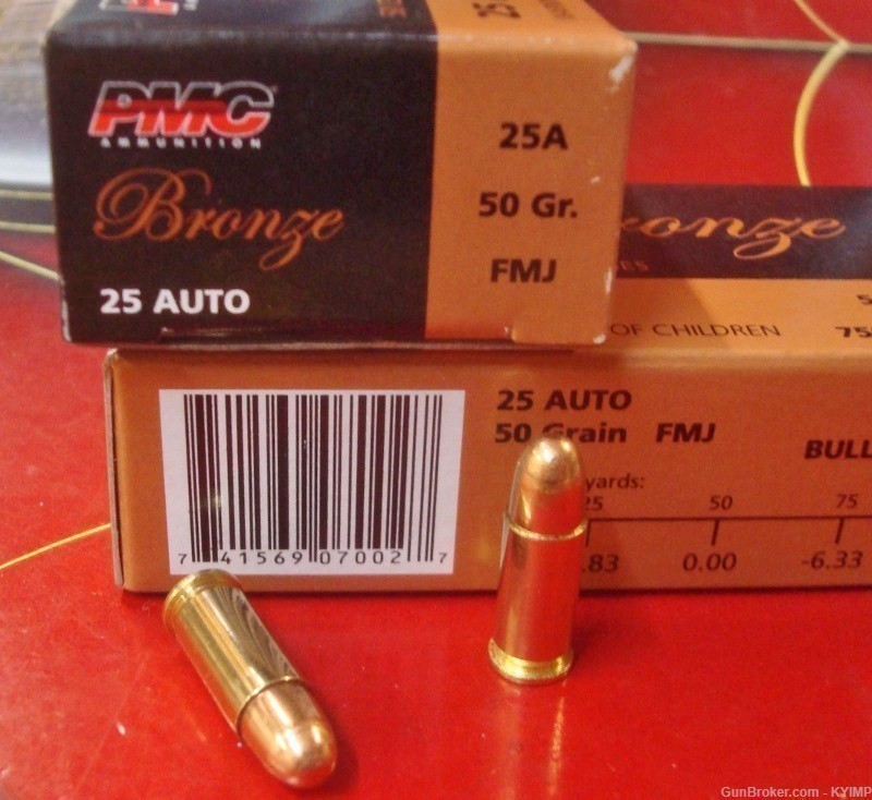 500 PMC .25 acp FMJ 50 grain 25A new brass ammunition-img-3