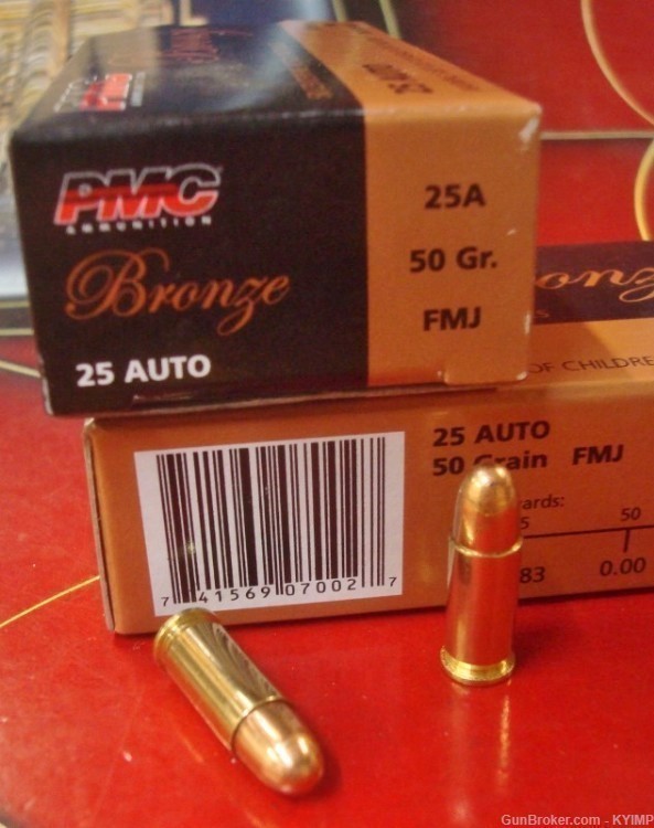500 PMC .25 acp FMJ 50 grain 25A new brass ammunition-img-1