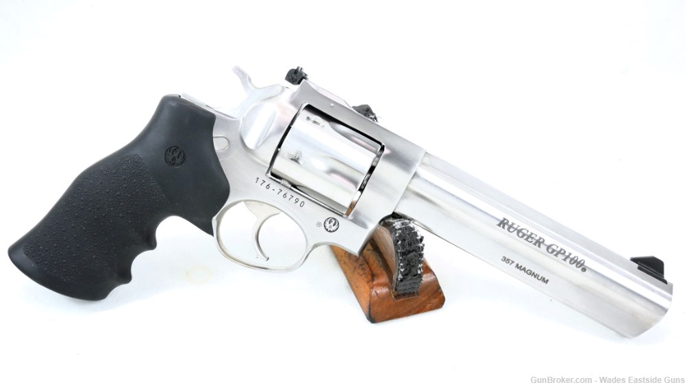 RUGER GP100 STAINLESS EXCELLENT CONDITION W/ CASE 6" BARREL .357 MAG-img-0