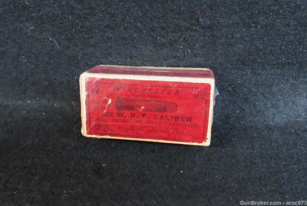 Winchester .22 W.R.F.  Early Red Box   Full  Nice  ammo-img-11