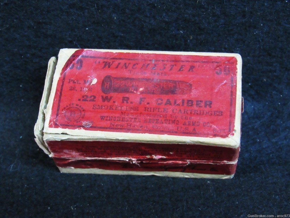 Winchester .22 W.R.F.  Early Red Box   Full  Nice  ammo-img-1