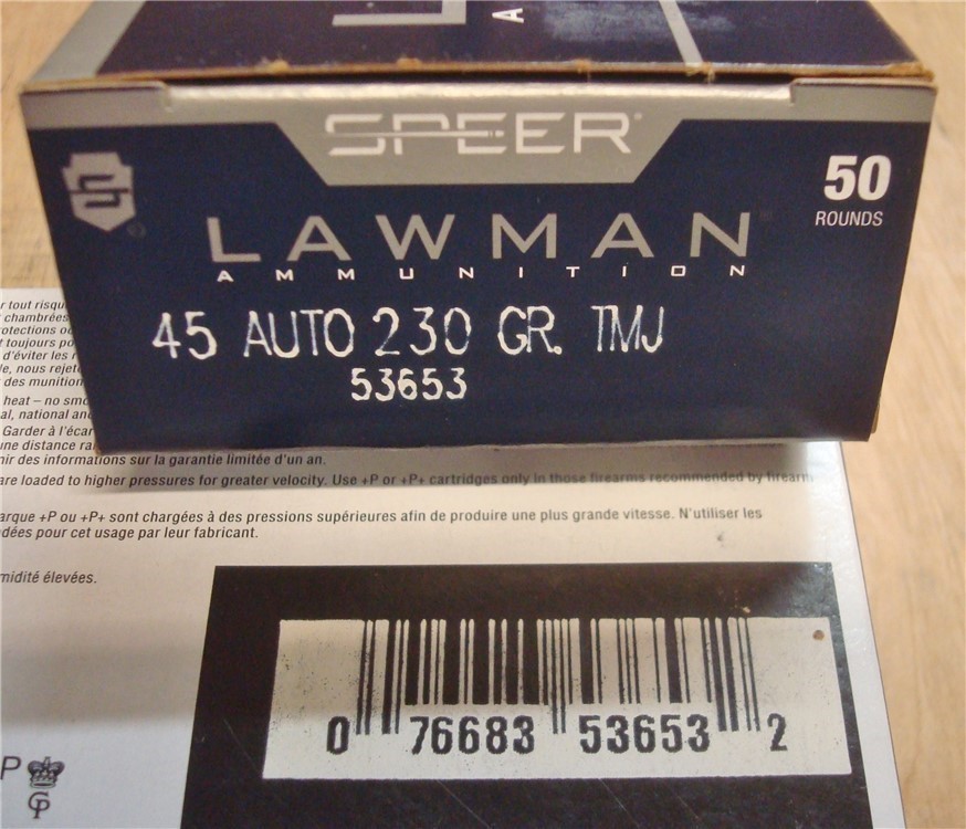100 Speer Lawmen .45 acp 230 gr TMJ 45 NEW ammo 53653-img-0