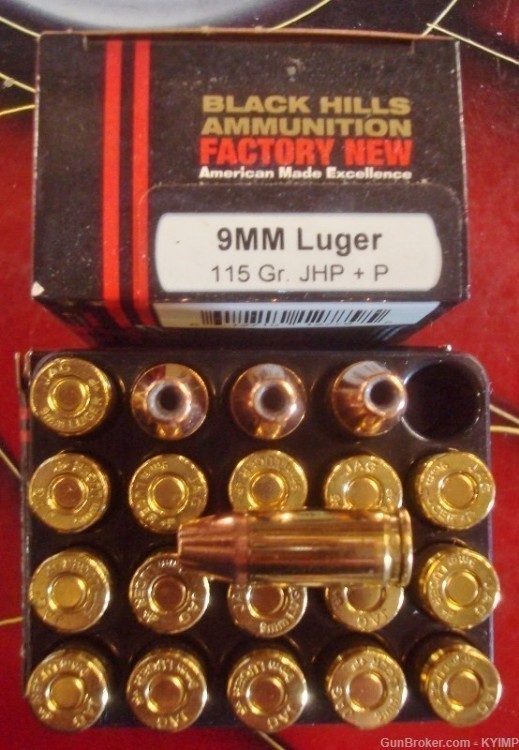 100 BLACK HILLS 9mm +P JHP 115 grain JHP HOLLOW POINT NEW ammunition-img-2