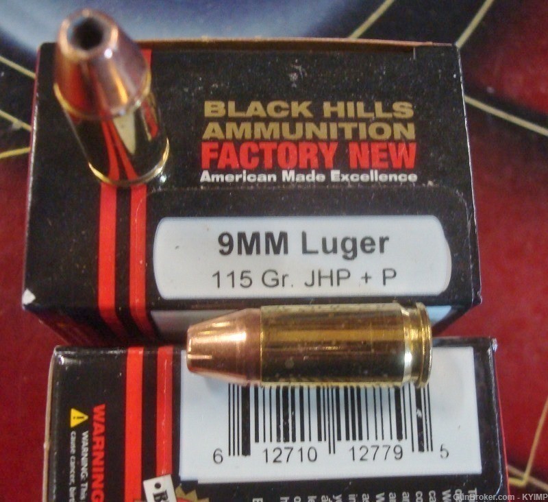 100 BLACK HILLS 9mm +P JHP 115 grain JHP HOLLOW POINT NEW ammunition-img-3