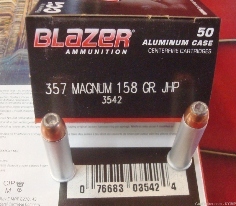 100 CCI Blazer 158 gr JHP 357 Magnum new ammo 3542 Hollow Point-img-2