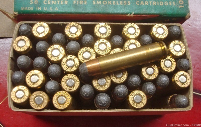 50 Vintage Remington 30 Carbine KLEANBORE cartridges box & ammo 1030-img-4