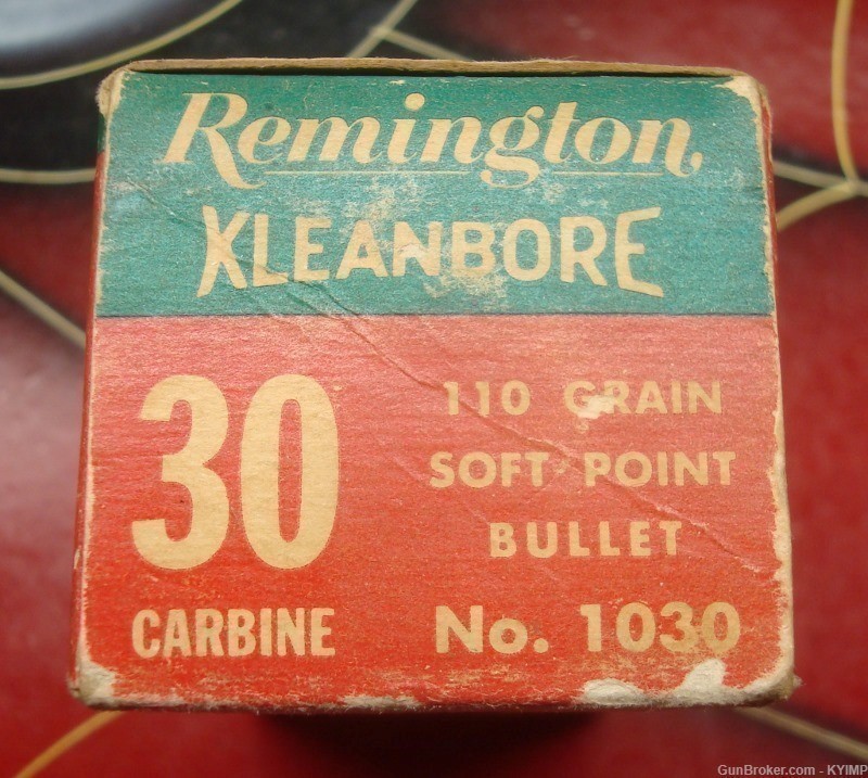 50 Vintage Remington 30 Carbine KLEANBORE cartridges box & ammo 1030-img-2
