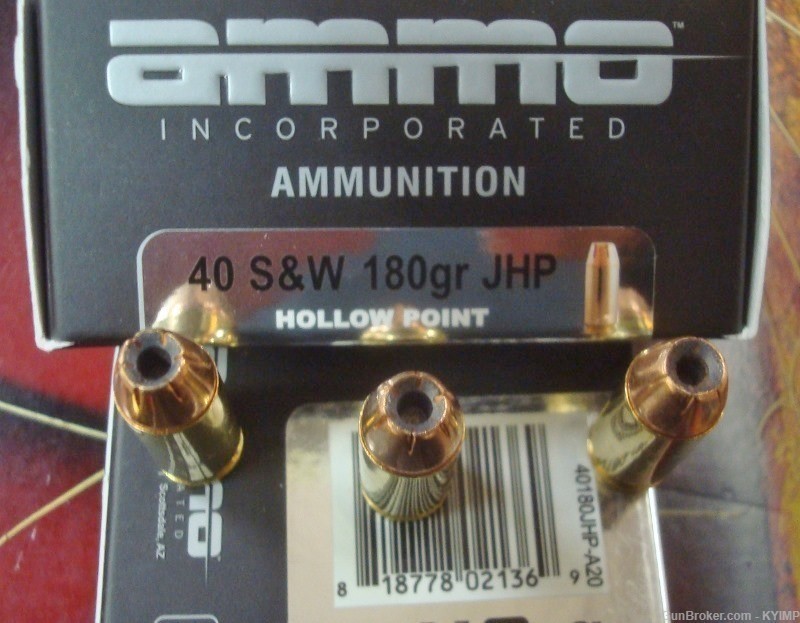 100 Ammo Inc 40 s&w 180 gr JHP Hollow Point 40180JHP-A20 New ammunition-img-2