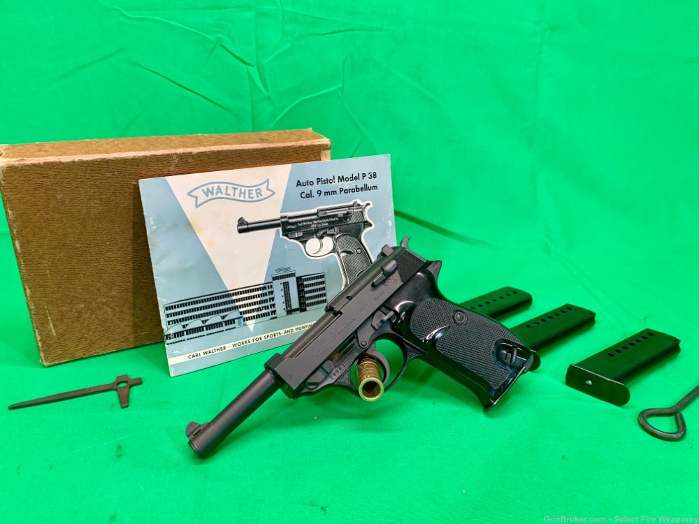 NICE! Walther P38 P-38 9mm luger West German in box 4 mags -img-0