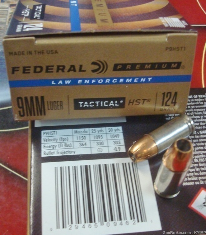 100 Federal 9mm HST 124 gr JHP LE TACTICAL P9HST1 new ammunition-img-2