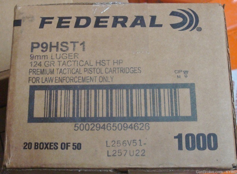 100 Federal 9mm HST 124 gr JHP LE TACTICAL P9HST1 new ammunition-img-4