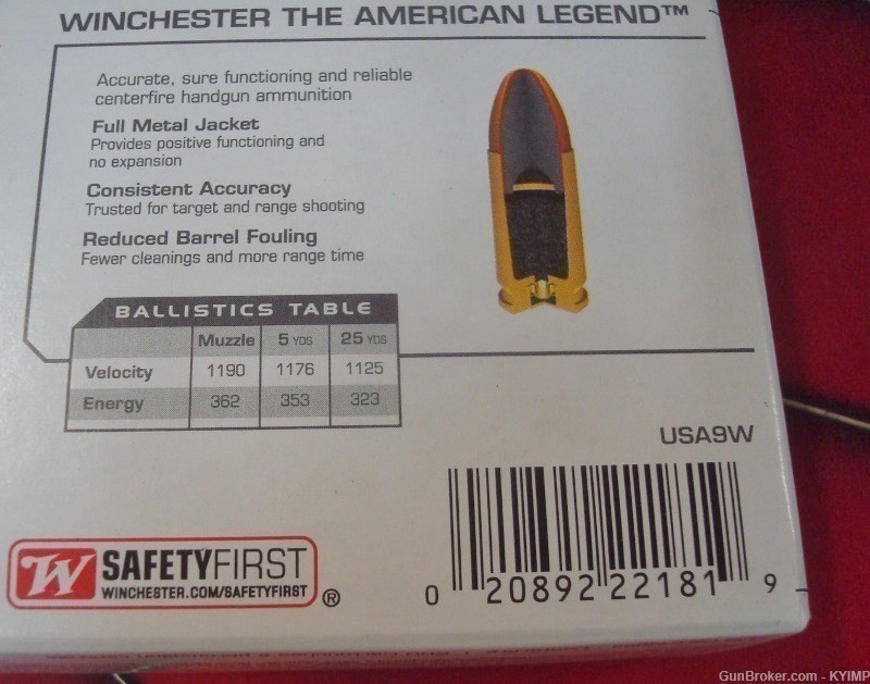 400 Winchester 9mm USA 115 gr FMJ 9 mm NEW Ammo-img-3