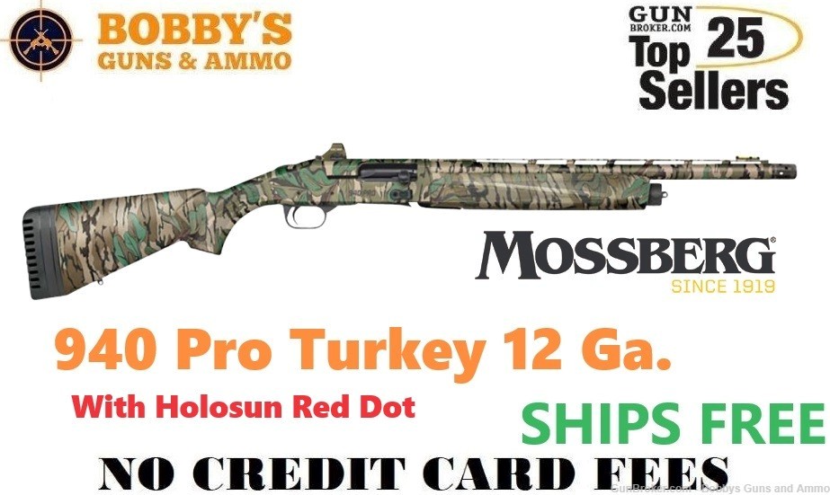 Mossberg 85169 940 Pro Turkey 12 Ga 4+1 3" 18" Mossy Oak Greenleaf Holosun-img-0