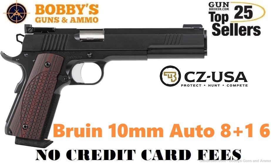 CZ-USA 01793 Bruin 10mm Auto 8+1 6" Stainless Optic Ready-img-0