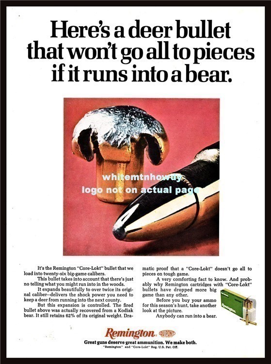 1976 REMINGTON Core-Lokt Deer Bullet Vintage Ammunition PRINT AD-img-0