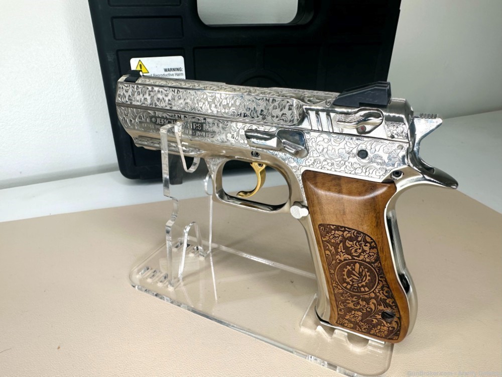 RARE: Engraved "Baby Deagle" IWI Jericho 941 Nickel & 24K GOLD Trigger -img-4